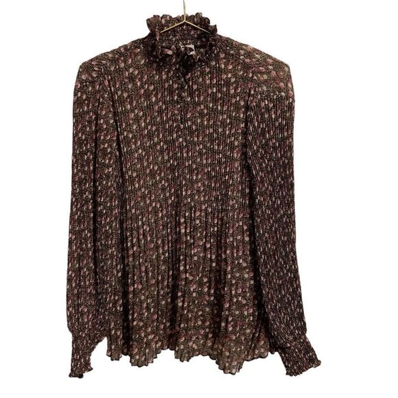 Cabi Knife Pleat Blouse Romantic High Neck Size Small - Picture 2 of 9